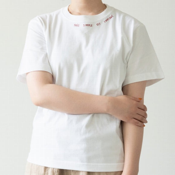 ichi イチ 211267 刺繍Tシャツ ホワイト×レッド